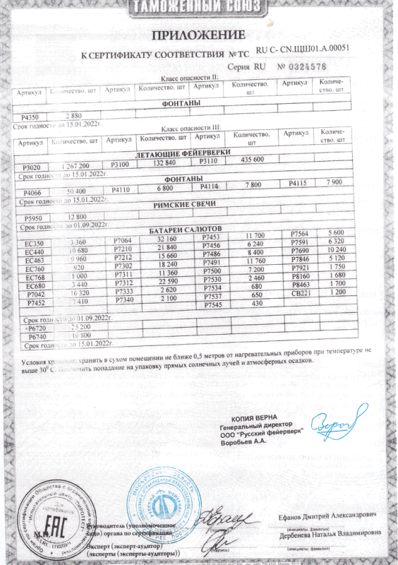 Сертификат соответствия № 0324578  - Липецк | lipeck.salutsklad.ru 