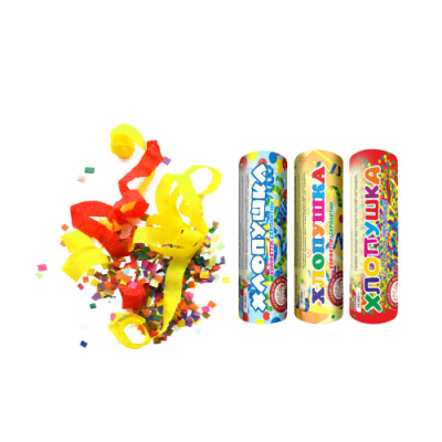 Набор ( 3конф.+3серп.) Набор хлопушек купить в Липецке | lipeck.salutsklad.ru